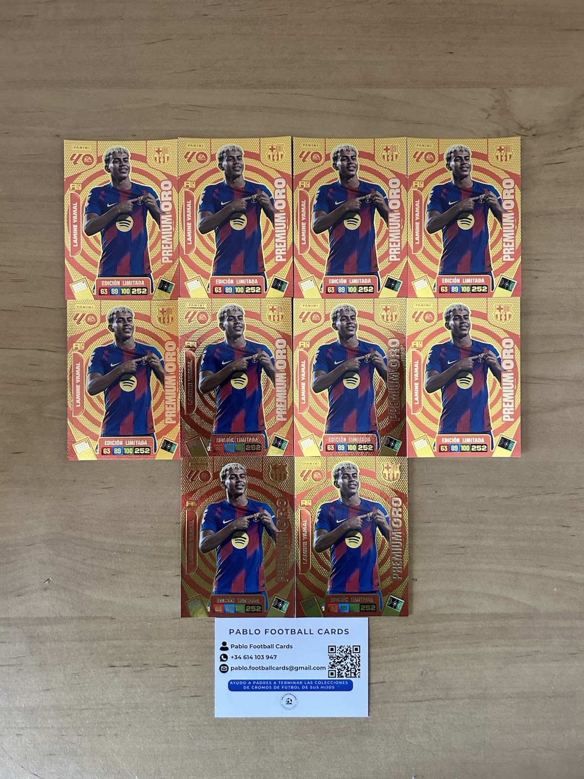 Lote 10 cartas Lamine Yamal Edición Limitada Premium Oro Adrenalyn XL LaLiga 2025-26