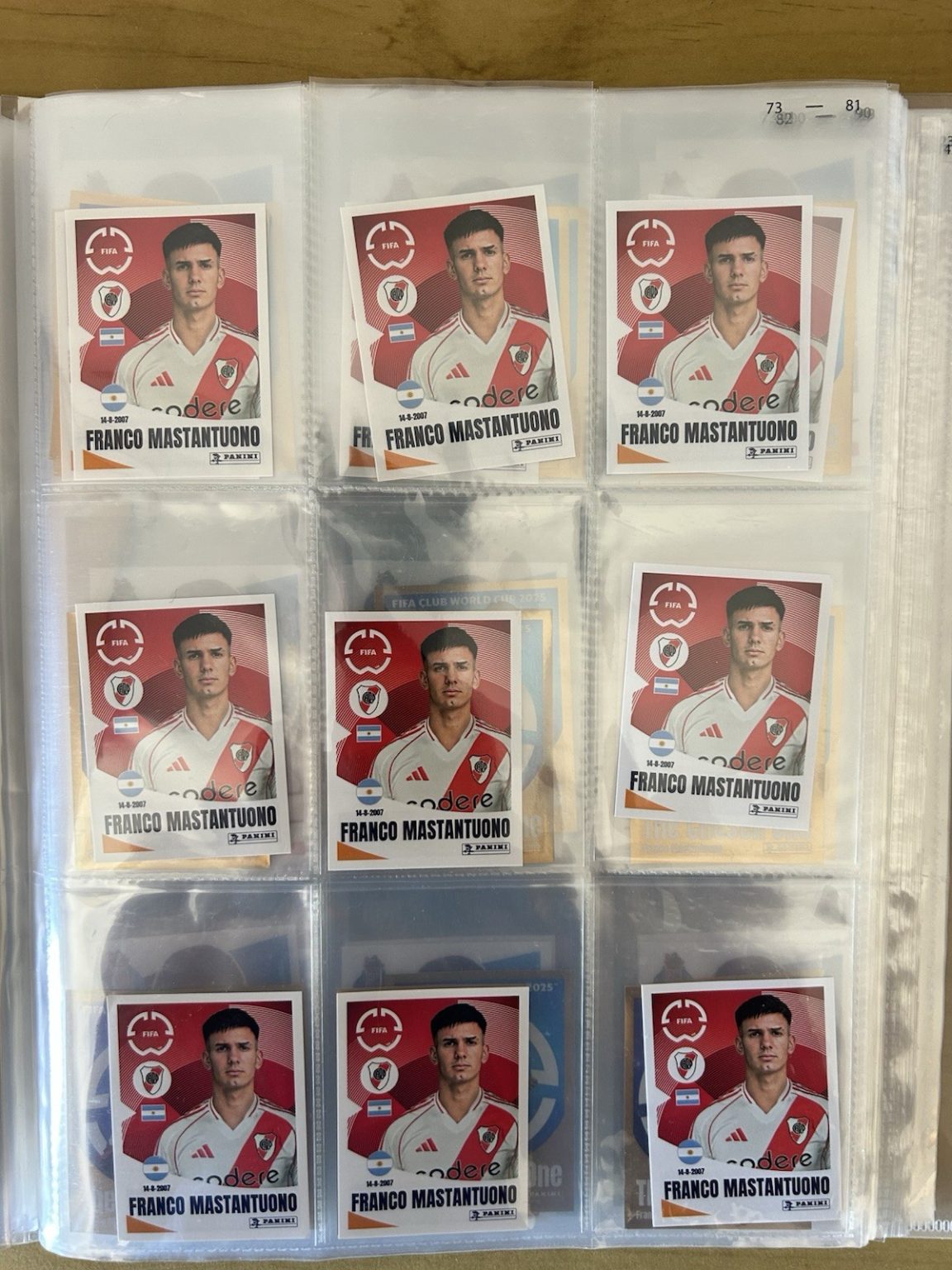 Lote 9 rookie stickers Franco Mastantuono 271 Panini FIFA Club World Cup 2025
