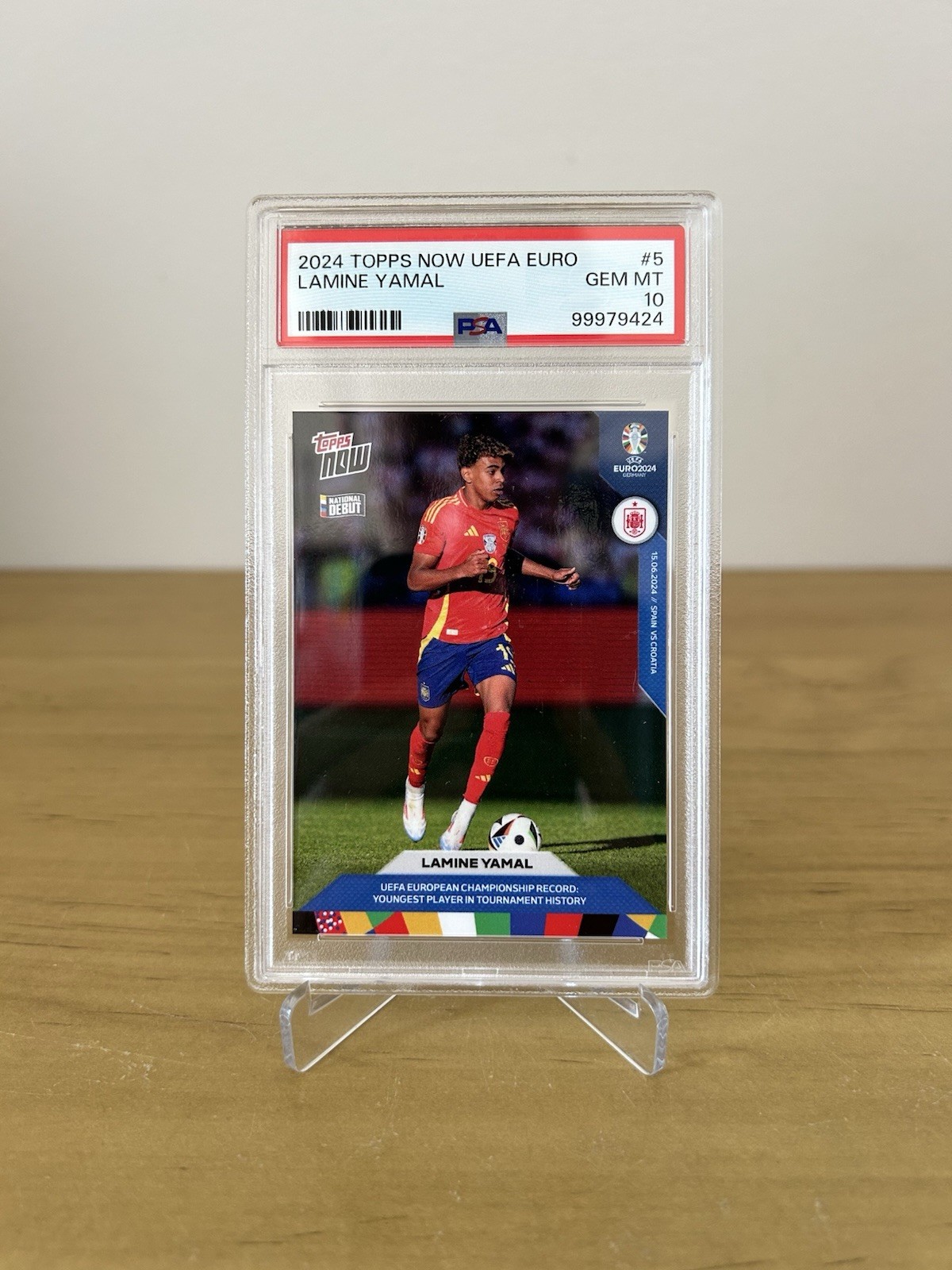Carta Lamine Yamal Topps Now UEFA Euro 2024 numero 5 graduada PSA 10