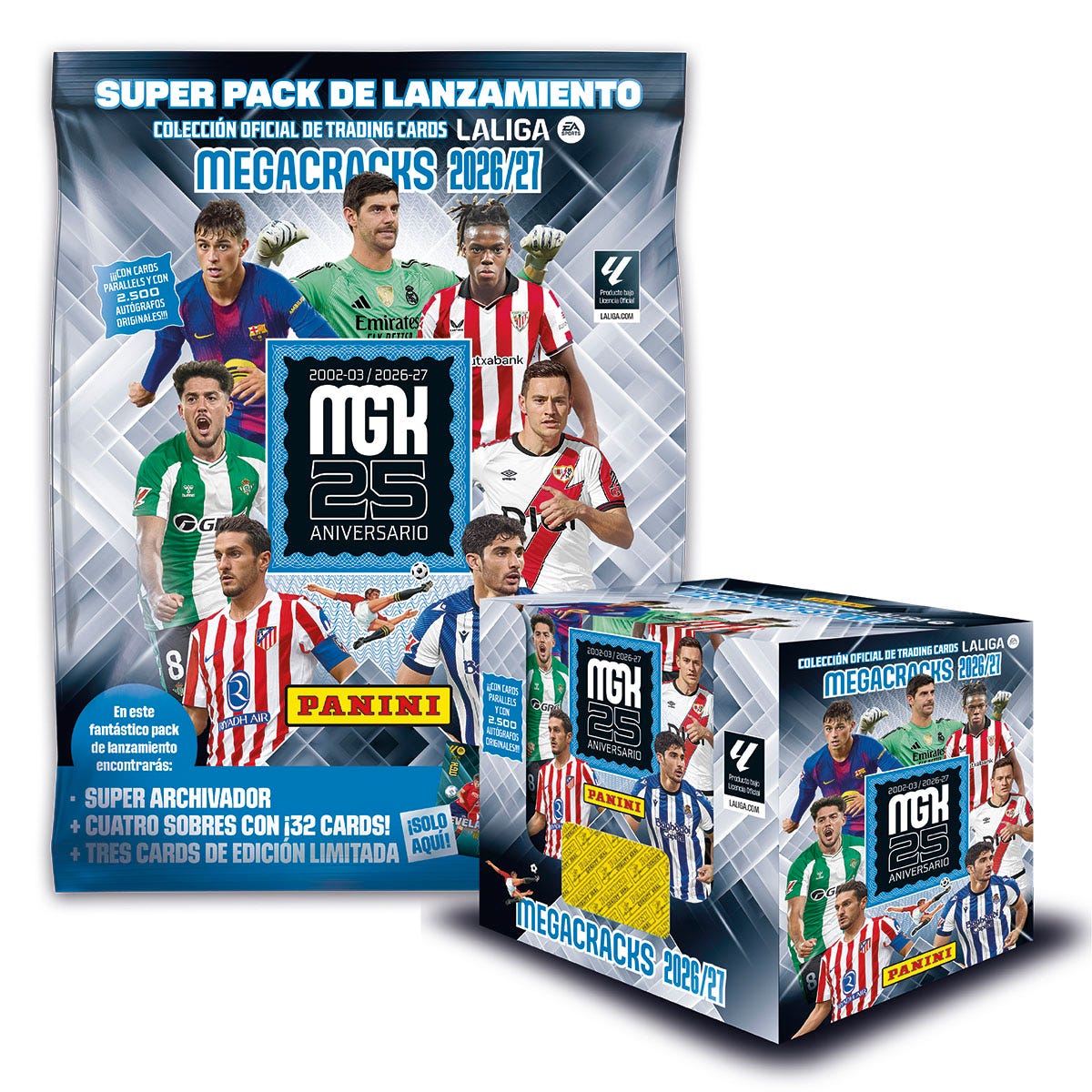 Megapack y cajita 50 sobres Megacracks 2026-27 Panini coleccion oficial