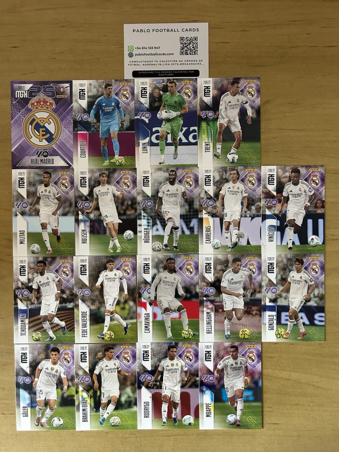 Real Madrid equipo completo 18 cards Megacracks LaLiga 2026-27 Panini