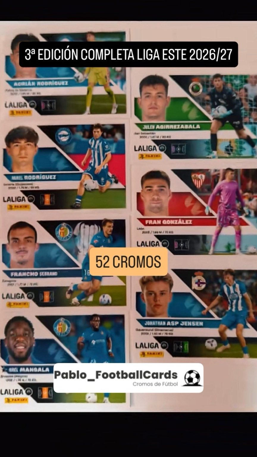 Lote completo 52 cromos Tercera Edición LaLiga Este 2026-27 Panini