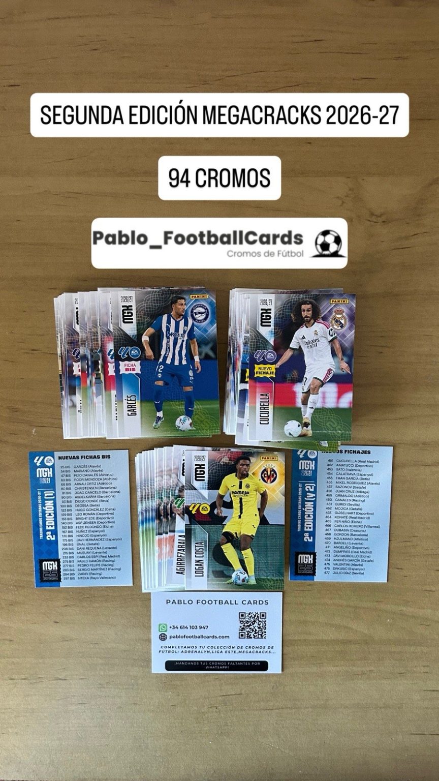 Lote completo 94 cromos Segunda Edición Megacracks 2026-27 Panini