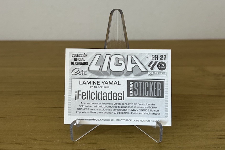 Reverso Lamine Yamal Extra Sticker Plata LaLiga Este 2026-27
