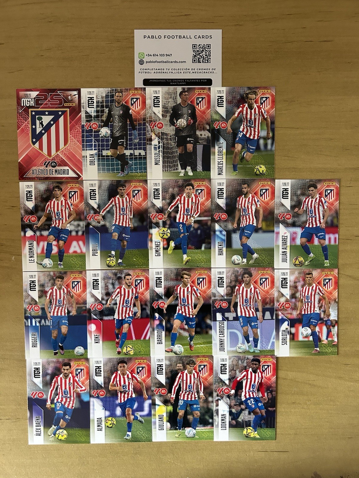 Atletico de Madrid equipo completo 18 cards Megacracks LaLiga 2026-27 Panini