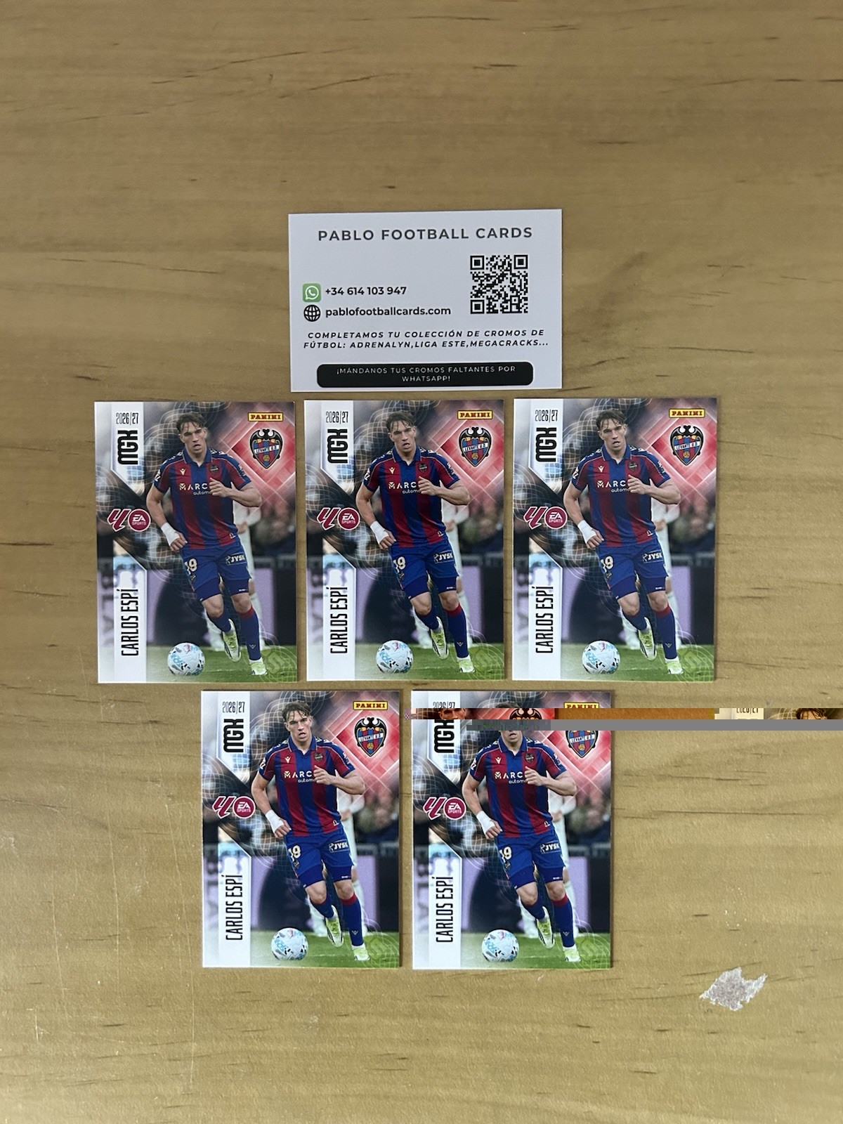 Lote x5 Carlos Espi 215 Megacracks LaLiga 2026-27 Panini Levante UD