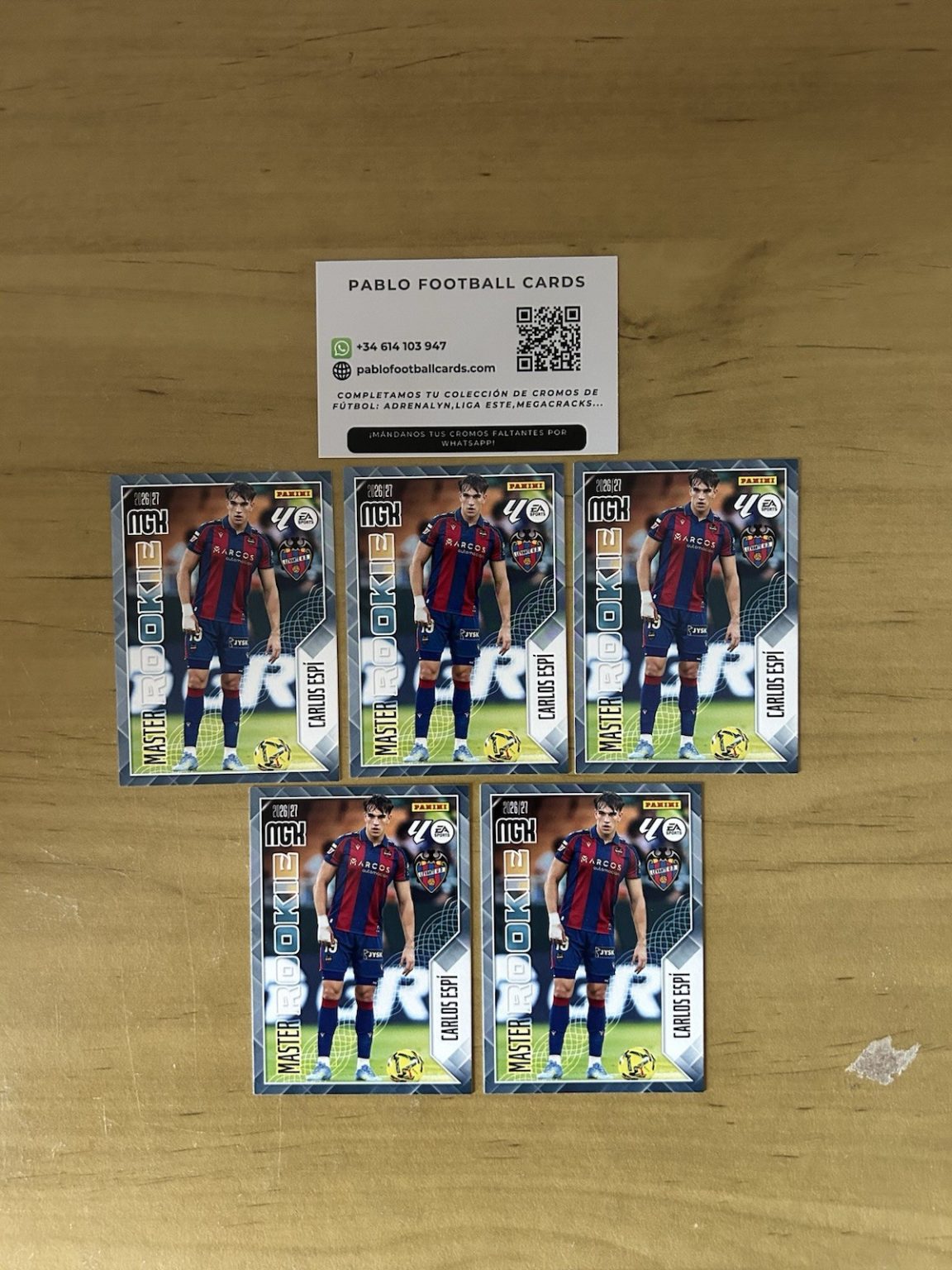 Lote x5 Carlos Espi Master Rookie 408 Megacracks LaLiga 2026-27 Panini Levante