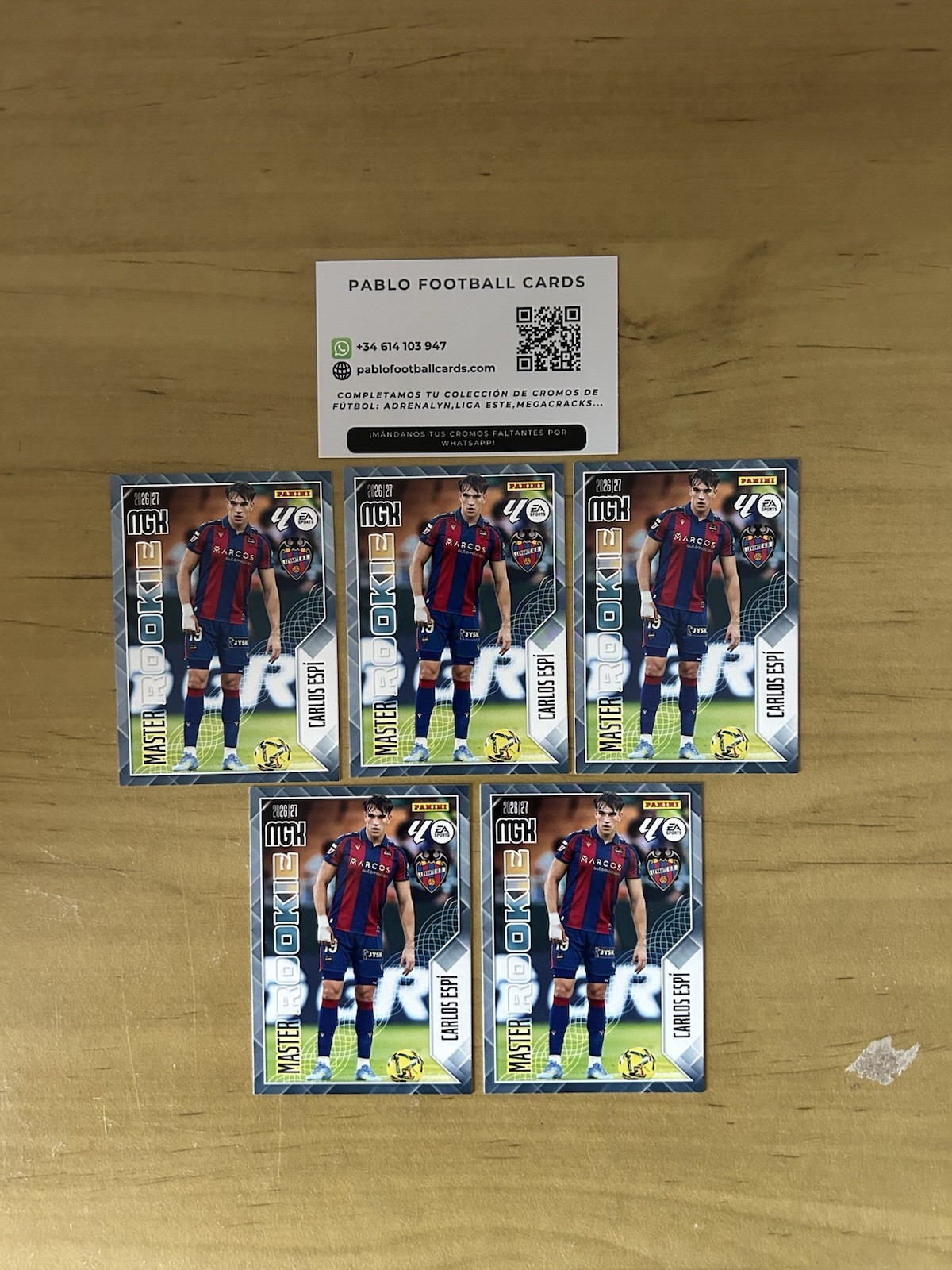 Lote x5 Carlos Espi Master Rookie 408 Megacracks LaLiga 2026-27 Panini Levante