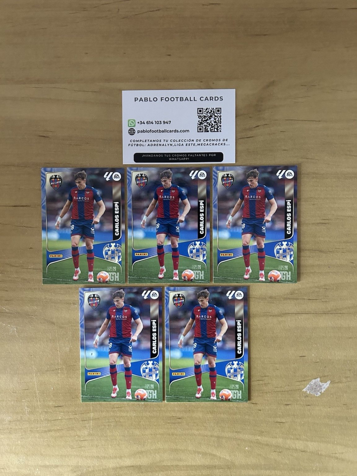 Lote x5 Carlos Espi True Rookie 215 Megacracks LaLiga 2025-26 Panini Levante UD