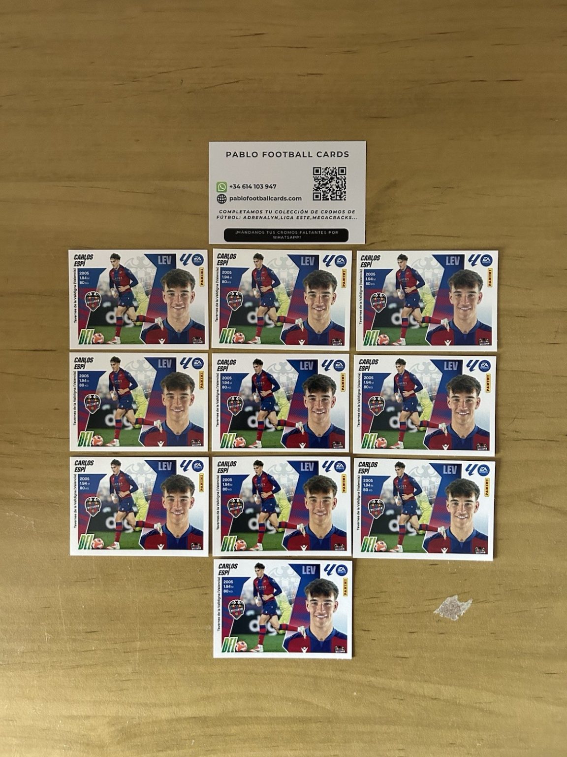 Lote x10 Carlos Espi rookie 19A LaLiga Este 2025-26 Panini Levante UD