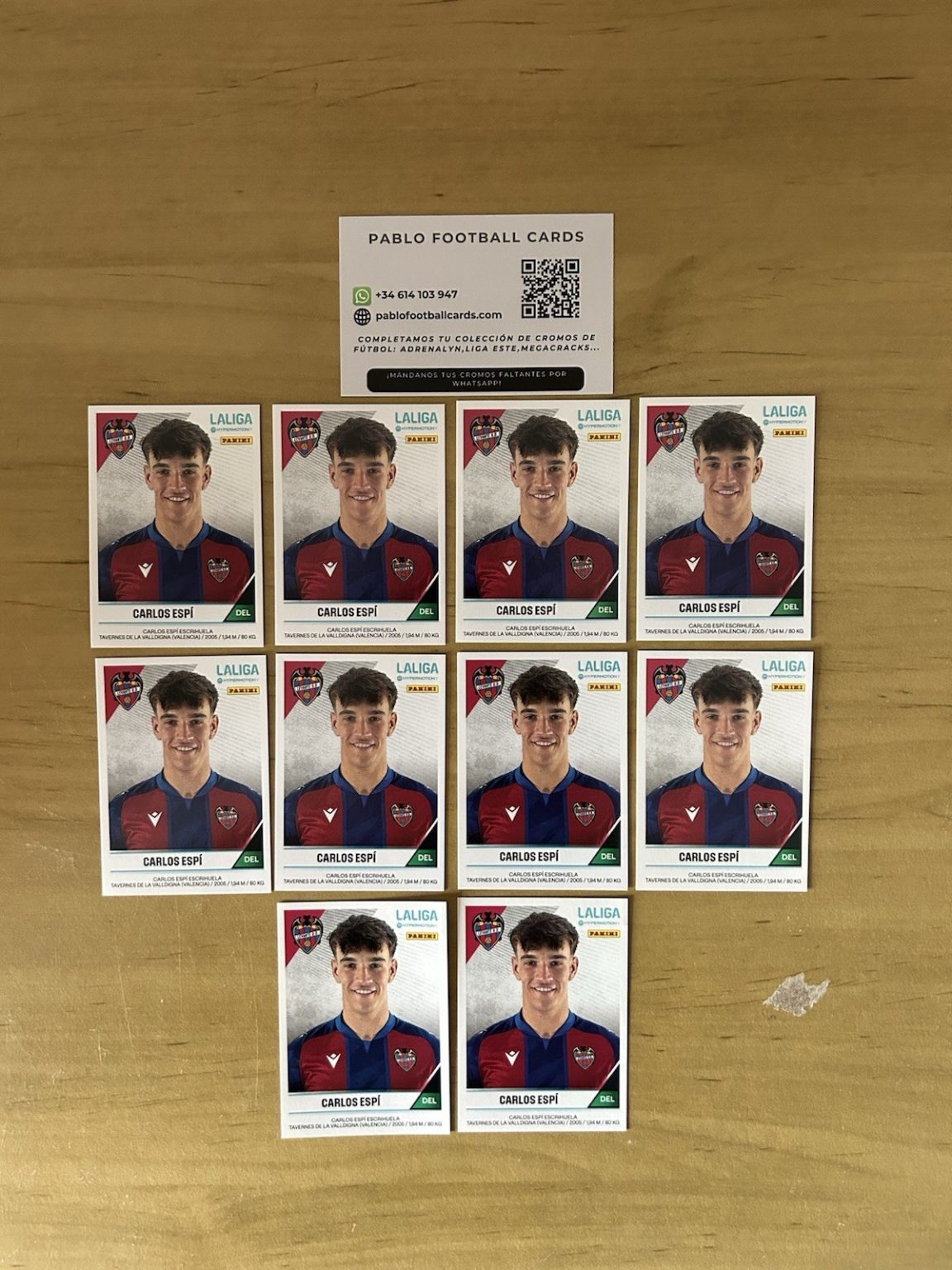 Lote x10 Carlos Espi True Rookie 284B Liga Hypermotion 2024-25 Panini Levante UD